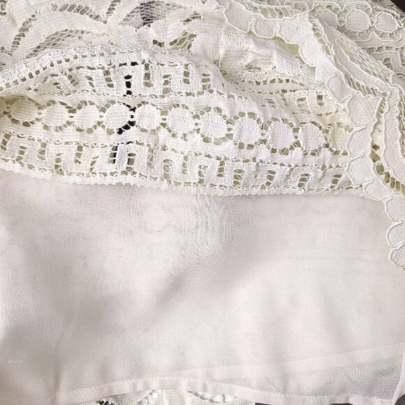 Talbots Womens Size Large Cream Lace Boho Blouse Lined Elegant Classy, Chic - Picture 9 of 12